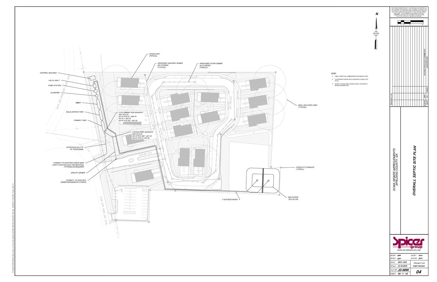 Engineering drawing of the proposed sewage treatment and discharge layout