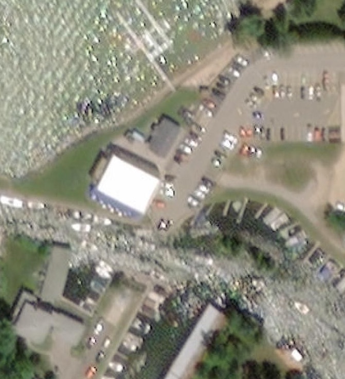 2020 aerial: summer capture, parking full